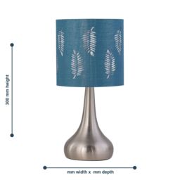 First Choice Lighting Set of 2 Romana - Brushed Chrome Touch Table Lamps with Teal Shades in Silver - thumbnail 7