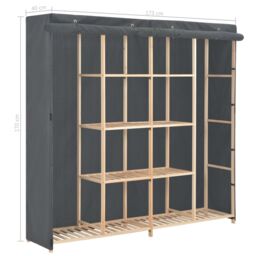 Berkfield Home Wardrobe Grey 173x40x170 cm Fabric - Size: 173 x 40 x 170 cm - thumbnail 6