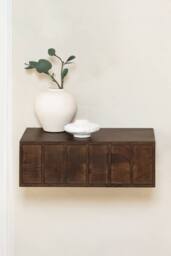 MH London Solid Wood Floating Wall Storage Shelf with Push-to-Open Drawer - Arlo in Dark Brown - thumbnail 2