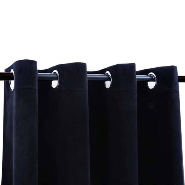 Berkfield Home Elegant Blackout Curtains with Rings 2 pcs Velvet Black 140x225 cm - image 1