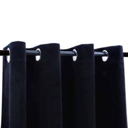 Berkfield Home Elegant Blackout Curtains with Rings 2 pcs Velvet Black 140x225 cm