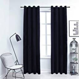 Berkfield Home Elegant Blackout Curtains with Rings 2 pcs Velvet Black 140x225 cm - thumbnail 2