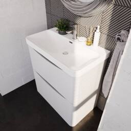 Balterley Bathroom Floor Standing 2 Drawer Vanity, Ceramic Basin, White, 800mm in White - thumbnail 3