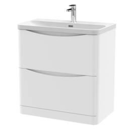 Balterley Bathroom Floor Standing 2 Drawer Vanity, Ceramic Basin, White, 800mm in White