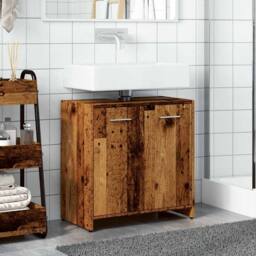 Berkfield Home Comfortable Bathroom Sink Cabinet Old Wood 60x33x60 cm Engineered Wood in Brown - Size: 60 x 33 x 60 cm - thumbnail 1