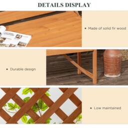OUTSUNNY Patio Garden Bench, Arch Pergola Arbour with Seat Natural wood colour in Brown - thumbnail 5