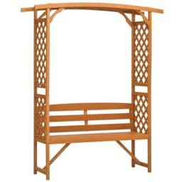 OUTSUNNY Patio Garden Bench, Arch Pergola Arbour with Seat Natural wood colour in Brown - thumbnail 2