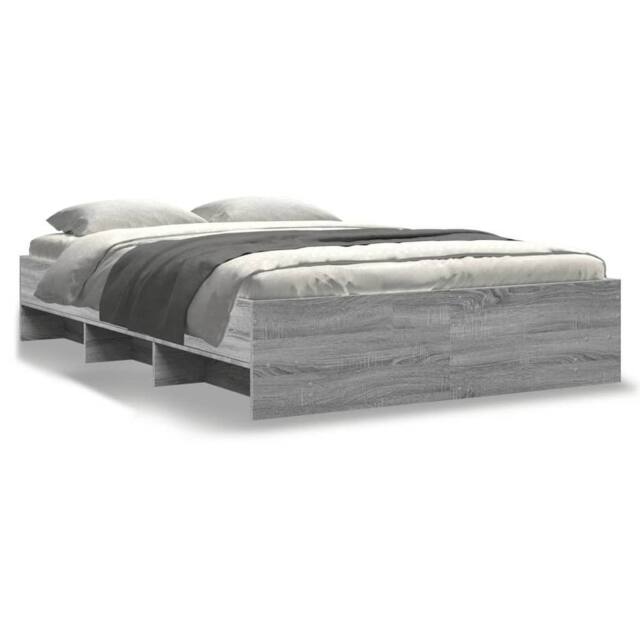 Berkfield Home Bed Frame without Mattress Grey Sonoma 140x190 cm Engineered Wood - image 1