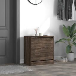 Berkfield Home Shoe Cabinet Brown Oak 60x34x63.5 cm Engineered Wood - thumbnail 3