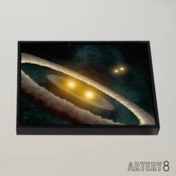 "Artery8 Space NASA HD98800 Binary Star System Framed Canvas Wall Art Print in Blue - Size: W12"" x H16""" - thumbnail 2