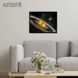 "Artery8 Space NASA HD98800 Binary Star System Framed Canvas Wall Art Print in Blue - Size: W12"" x H16""" - thumbnail 3