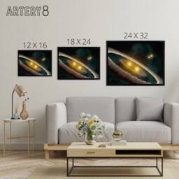 "Artery8 Space NASA HD98800 Binary Star System Framed Canvas Wall Art Print in Blue - Size: W12"" x H16""" - thumbnail 4