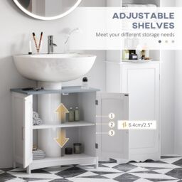 Kleankin 3-Piece Bathroom Furniture Set with Adjustable Shelves, White - thumbnail 5