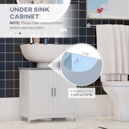 Kleankin 3-Piece Bathroom Furniture Set with Adjustable Shelves, White - thumbnail 4