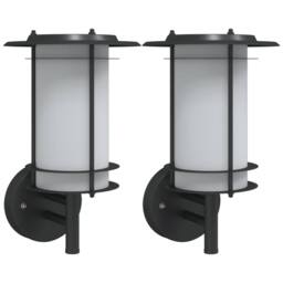 Berkfield Home Outdoor Wall Lights 2pcs Black Stainless Steel - thumbnail 2