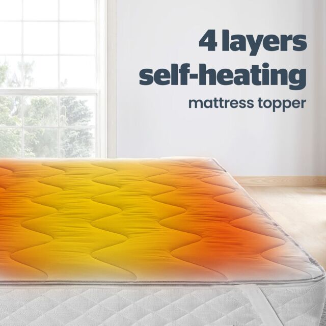 Home Republic Thermal Self Heating Mattress Topper in White - Size: Super King - image 1