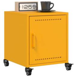Berkfield Home Stylish Bedside Cabinets 2 pcs Mustard Yellow 36x39x43.5 cm Steel - thumbnail 4