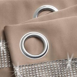 Luxury Living Palace Diamante Ring Top Blackout Curtains in Beige - Size: 229 cm width x 229 cm drop - thumbnail 2