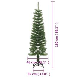 Berkfield Home Artificial Slim Christmas Tree with Stand 150 cm PE in Green - thumbnail 8