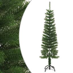 Berkfield Home Artificial Slim Christmas Tree with Stand 150 cm PE in Green - thumbnail 2
