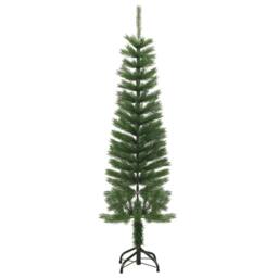 Berkfield Home Artificial Slim Christmas Tree with Stand 150 cm PE in Green - thumbnail 1