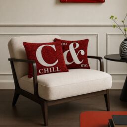 Orsina Chill Words Cushion in Red - thumbnail 2