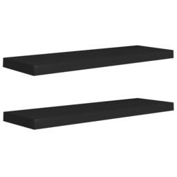 Berkfield Home Floating Wall Shelves 2 pcs Black 80x23.5x3.8 cm MDF - thumbnail 1