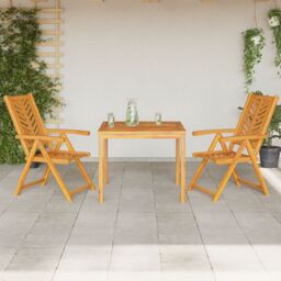 Berkfield Home 3 Piece Garden Dining Set Solid Wood Acacia - thumbnail 4