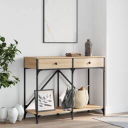 Berkfield Home Console Table Sonoma Oak 100x39x78.5 cm Engineered Wood in Light Brown - thumbnail 2