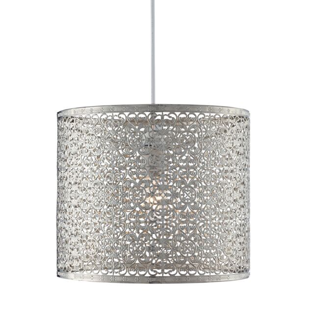 Lighting Collection Non Elec Chrome Cylinder Metal Pendant Lamp Shade in Silver - image 1