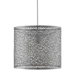 Lighting Collection Non Elec Chrome Cylinder Metal Pendant Lamp Shade in Silver - thumbnail 3