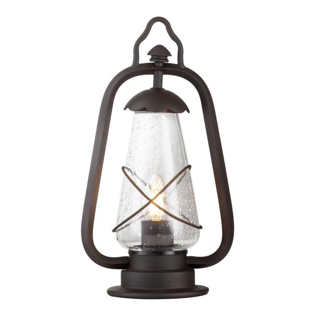 Netlighting Miners 1 Light Outdoor Pedestal Lantern Old Bronze IP44 E14 in Brown - image 1