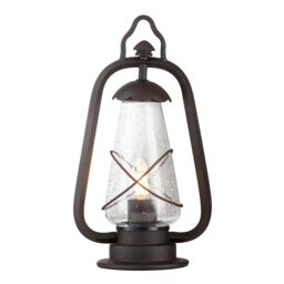 Netlighting Miners 1 Light Outdoor Pedestal Lantern Old Bronze IP44 E14 in Brown - thumbnail 1