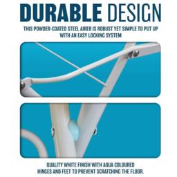 Trendi 3 Tier Clothes Airer Drying Rack, Foldable Indoor Laundry Stand in Aqua - thumbnail 6