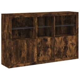 Berkfield Home Sideboard with LED Lights Smoked Oak 162x37x100 cm in Brown - Size: 162 x 37 x 100 cm - thumbnail 3