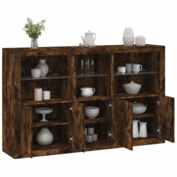 Berkfield Home Sideboard with LED Lights Smoked Oak 162x37x100 cm in Brown - Size: 162 x 37 x 100 cm - thumbnail 1