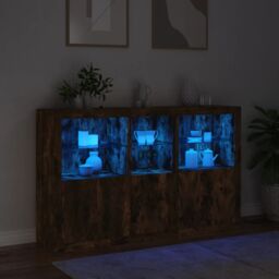 Berkfield Home Sideboard with LED Lights Smoked Oak 162x37x100 cm in Brown - Size: 162 x 37 x 100 cm - thumbnail 5