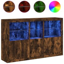 Berkfield Home Sideboard with LED Lights Smoked Oak 162x37x100 cm in Brown - Size: 162 x 37 x 100 cm - thumbnail 2