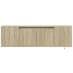Berkfield Home TV Wall Cabinet with LED Lights Sonoma Oak 135x31x39.5 cm in Light Tan - thumbnail 6