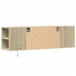 Berkfield Home TV Wall Cabinet with LED Lights Sonoma Oak 135x31x39.5 cm in Light Tan - thumbnail 8