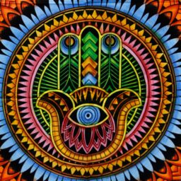 KDMD Handbrushed Cotton Wall Art - Hamsa - thumbnail 2