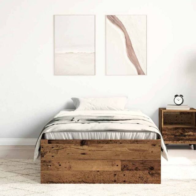 Berkfield Home Durable Bed Frame without Mattress Old Wood 75x190 cm Engineered Wood in Brown - image 1