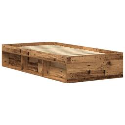 Berkfield Home Durable Bed Frame without Mattress Old Wood 75x190 cm Engineered Wood in Brown - thumbnail 7