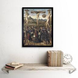 "Artery8 Religious Jesus Crucifixion Valenciano Christian Classical Framed Art in Brown - Size: W12"" x H16""" - thumbnail 2