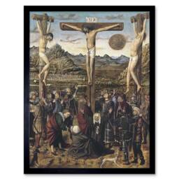 "Artery8 Religious Jesus Crucifixion Valenciano Christian Classical Framed Art in Brown - Size: W12"" x H16""" - thumbnail 1