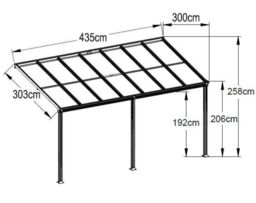 Primrose Living Anthracite Veranda Garden Canopy 14ft x 10ft in Dark Grey - thumbnail 3