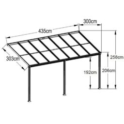 Primrose Living Anthracite Veranda Garden Canopy 14ft x 10ft in Dark Grey - thumbnail 5