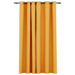 Berkfield Home Linen-Look Blackout Curtains with Grommets Yellow 290x245cm - Size: 290x245 cm - thumbnail 2