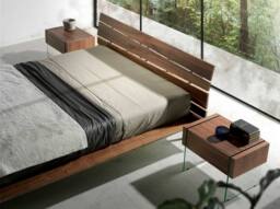 Angel Cerda Walnut Veneer Bedside Table with Tempered Glass Legs in Brown - thumbnail 5