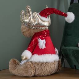 Samuel Alexander 45cm Sitting Plush Golden Dancer Christmas Reindeer Decoration in Beige - thumbnail 3